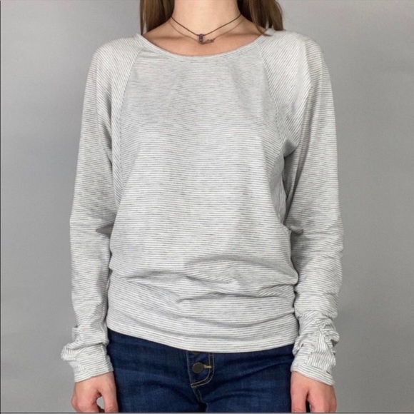 Athleta Hayes Valley Dolman Pullover Mini Stripe Mint Green - Picture 2 of 11